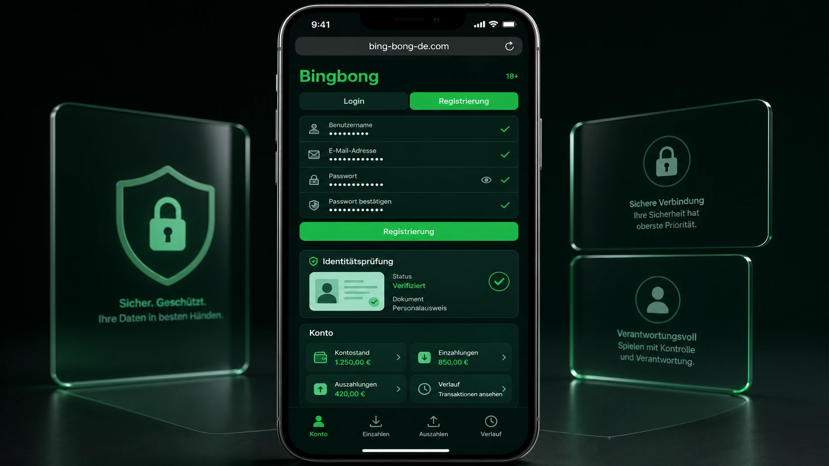 Mobile Login, Registrierung und Konto