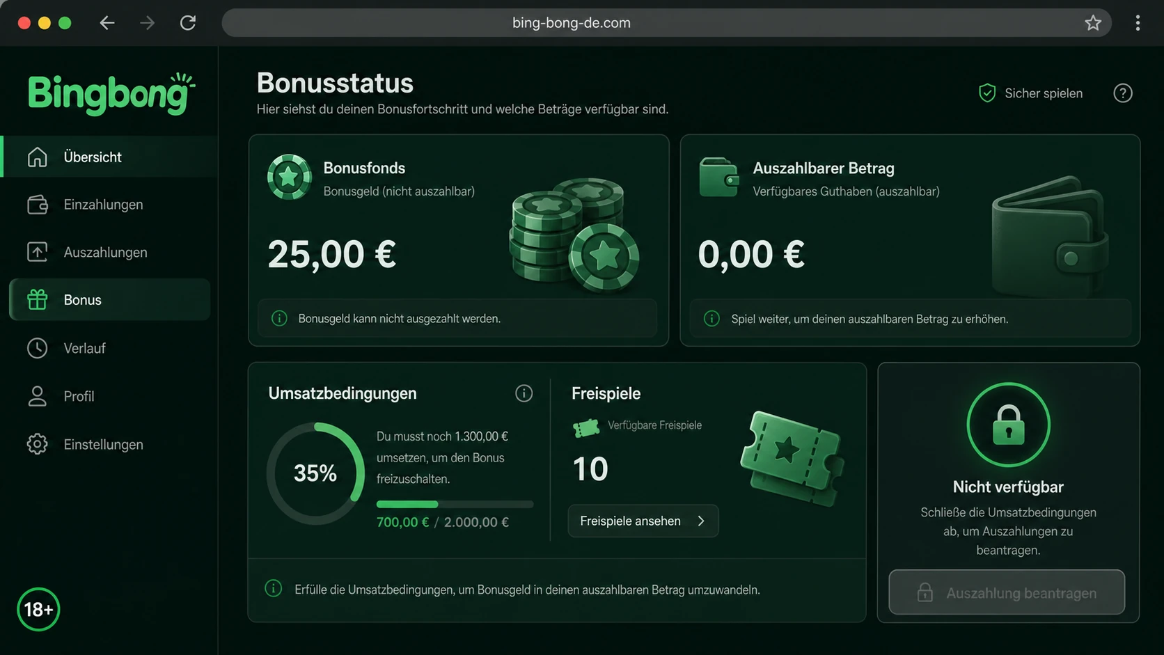 Bonusstatus, Free Spins und No Deposit Gewinne