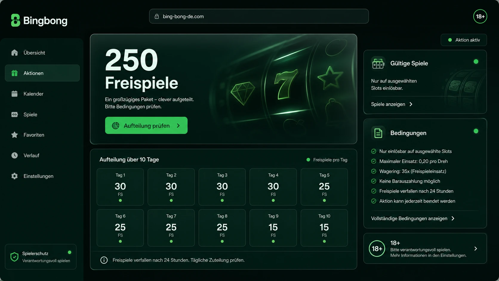 250 Freispiele und größere Free-Spins-Angebote