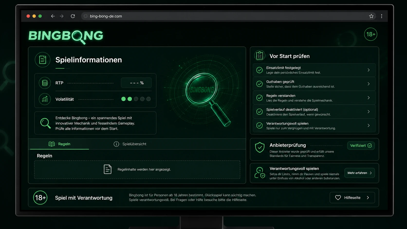Spielinformationen vor dem Start prüfen